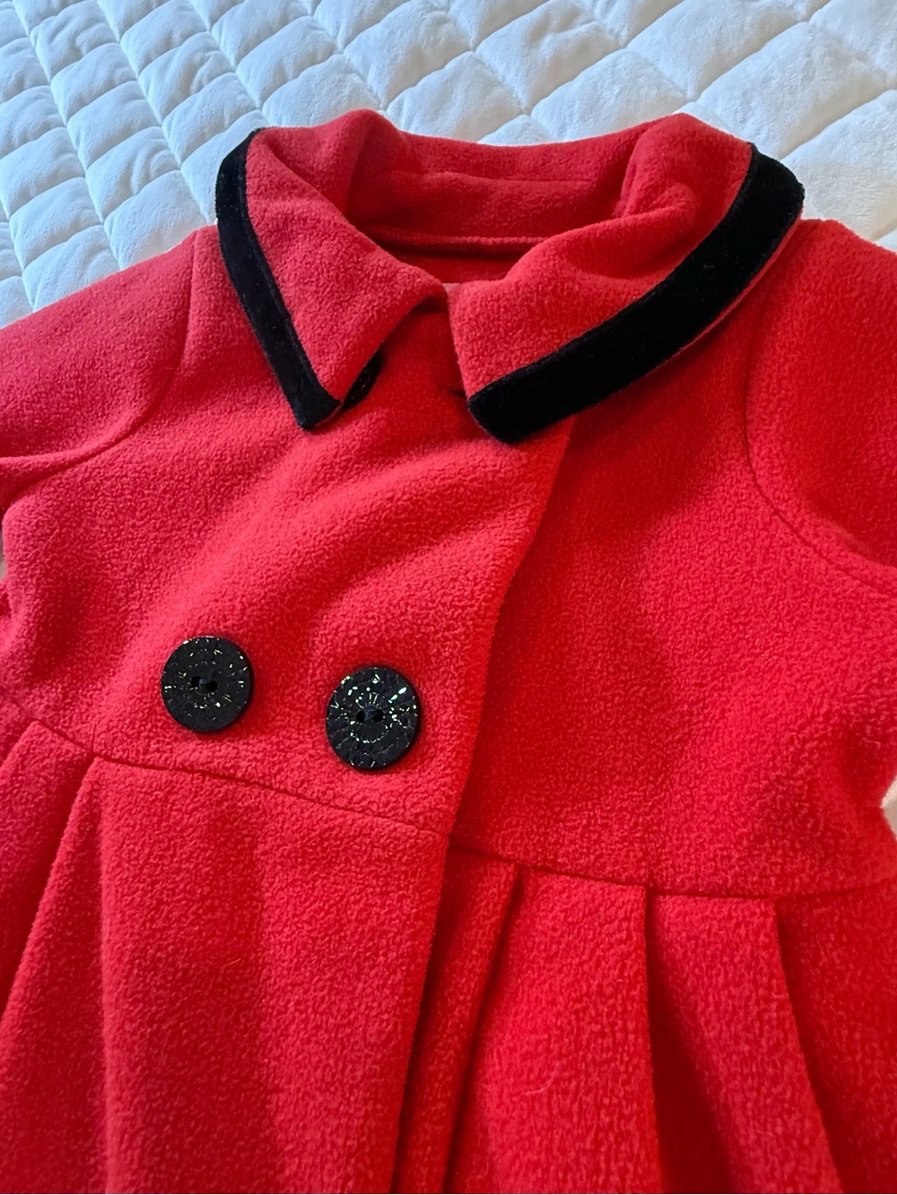 Good Lad Toddler Girls Red Fleece Holiday Dress Coat Velvet Trim Size 18M